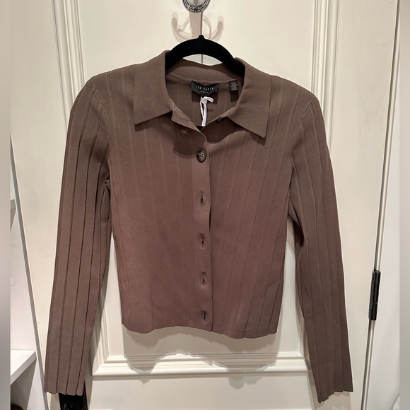 Ted baker dark Oliver crop knit collard blouse - Picture 2 of 2